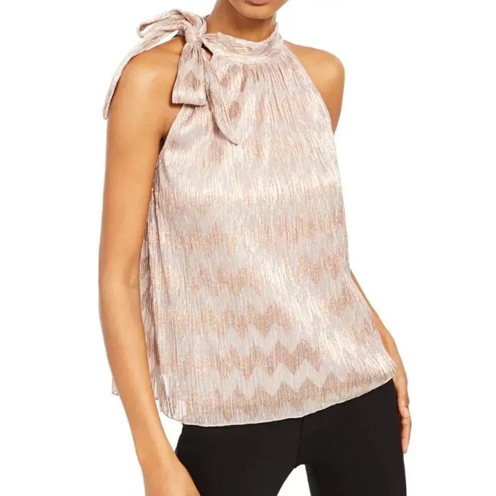 NEW! INC Tie-Neck Shine Halter Top size Medium